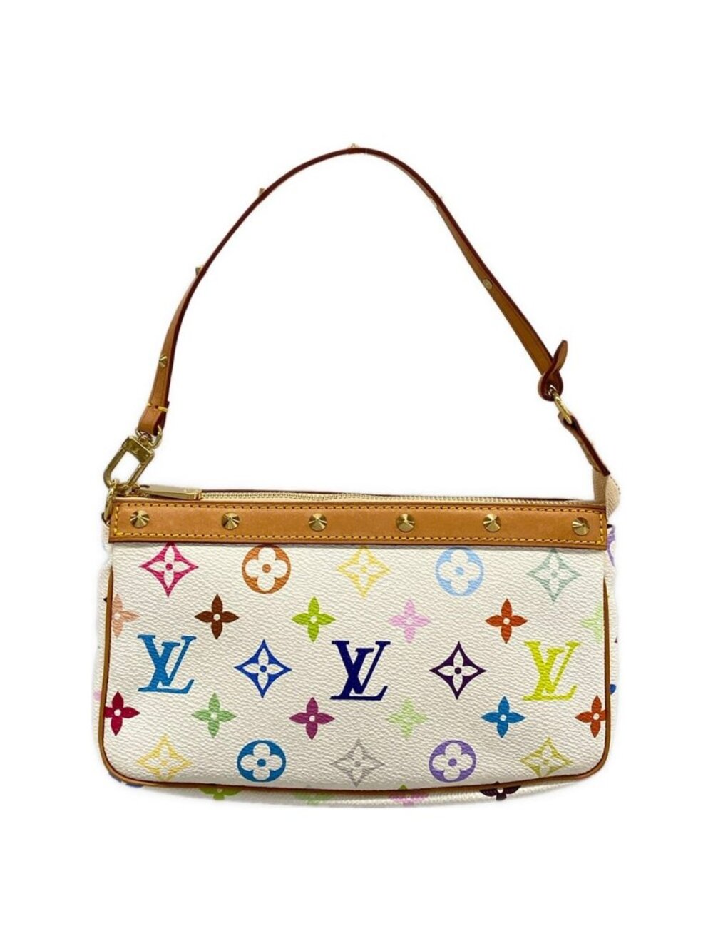 Louis Vuitton Handbag Monogram Multicolor Pochette Accessoires Blanc Leather